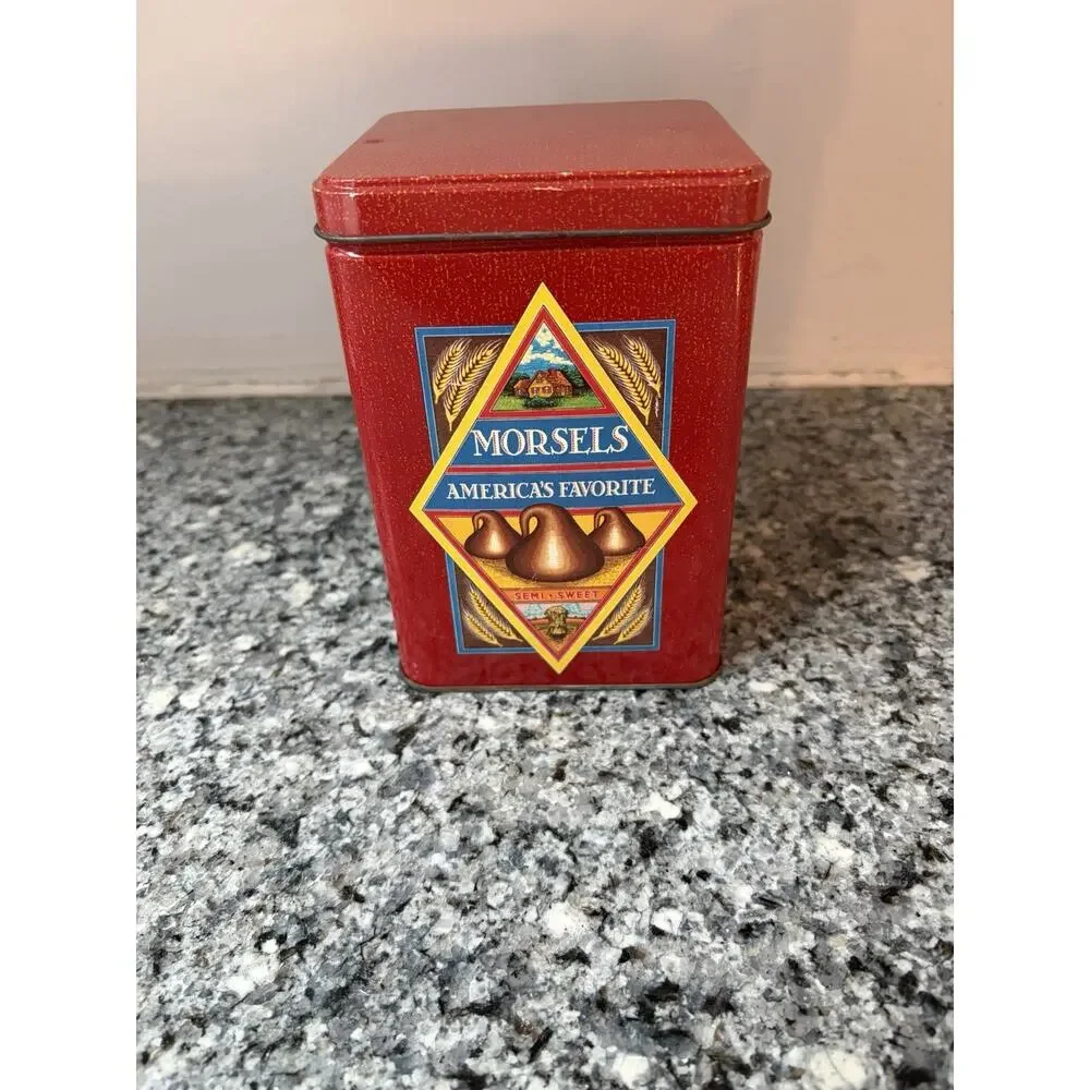 Vintage Nestle Till House Cookie Tin Red